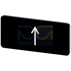 Labeling plate for snapping on or gluing to label holder, label size 12.5x27mm, black label, white font, with graphic symbol