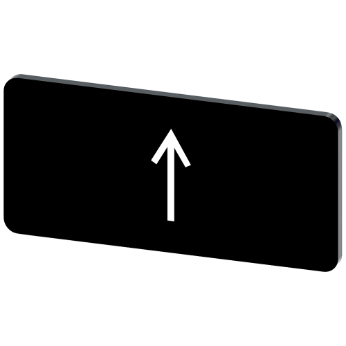 Labeling plate for snapping on or gluing to label holder, label size 12.5x27mm, black label, white font, with graphic symbol