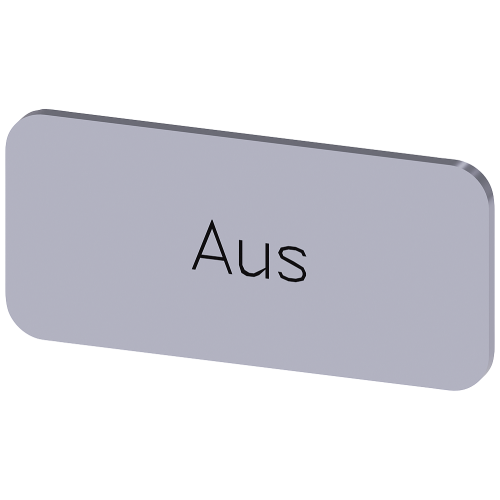 Labeling plate for snapping on or adhering to label holder, label size 12.5x27 mm, silver label, black font, with inscription: Off