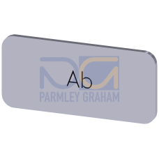 Labeling plate for snapping on or adhering to label holder, label size 12.5x27 mm, silver label, black font, with inscription: Down