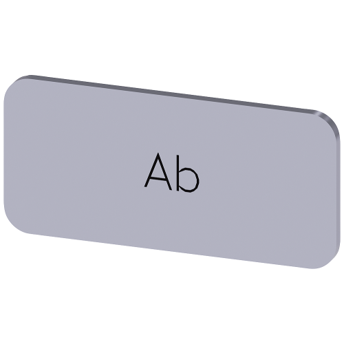 Labeling plate for snapping on or adhering to label holder, label size 12.5x27 mm, silver label, black font, with inscription: Down