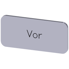 Labeling plate for snapping on or adhering to label holder, label size 12.5x27 mm, silver label, black font, with inscription: In front