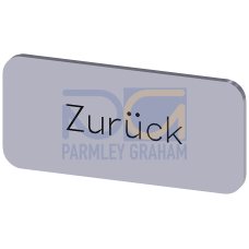 Labeling plate for snapping on or gluing to label holder, label size 12.5x27mm, silver label, black font, with inscription: Back