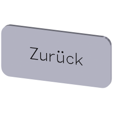 Labeling plate for snapping on or gluing to label holder, label size 12.5x27mm, silver label, black font, with inscription: Back