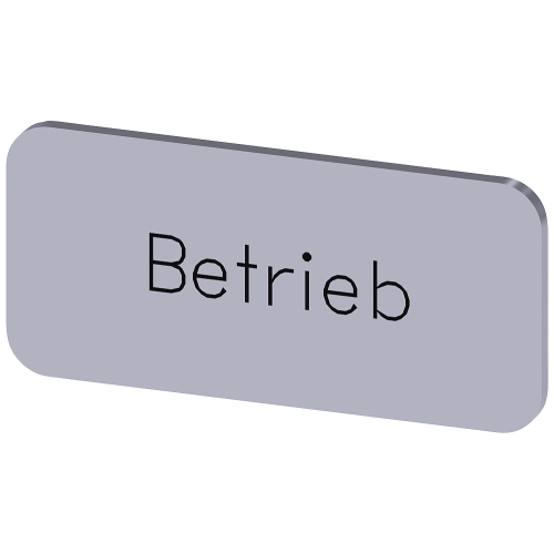 Labeling plate for snapping on or adhering to label holder, label size 12.5x27 mm, silver label, black font, with inscription: Operation