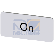 Labeling plate for snapping on or adhering to label holder, label size 12.5x27 mm, silver label, black font, with inscription: On