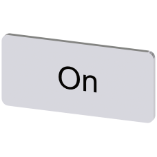 Labeling plate for snapping on or adhering to label holder, label size 12.5x27 mm, silver label, black font, with inscription: On