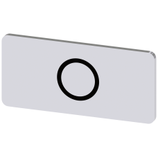 Labeling plate for snapping on or gluing to label holder, label size 12.5x27mm, silver label, black font, with graphic symbol