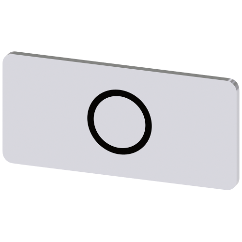 Labeling plate for snapping on or gluing to label holder, label size 12.5x27mm, silver label, black font, with graphic symbol