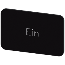 Labeling plate for snapping on or gluing on label holder, Label size 17.5 x 27 mm, black label, white font, with inscription: On