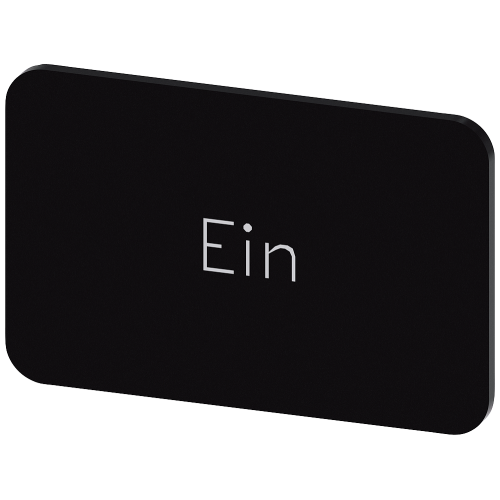 Labeling plate for snapping on or gluing on label holder, Label size 17.5 x 27 mm, black label, white font, with inscription: On