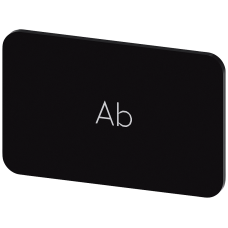 Labeling plate for snapping on or gluing on label holder, Label size 17.5 x 27 mm, black label, white font, with inscription: Down