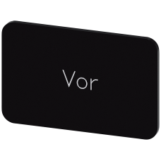 Labeling plate for snapping on or gluing on label holder, Label size 17.5 x 27 mm, black label, white font, with inscription: Forward