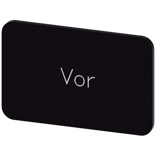 Labeling plate for snapping on or gluing on label holder, Label size 17.5 x 27 mm, black label, white font, with inscription: Forward