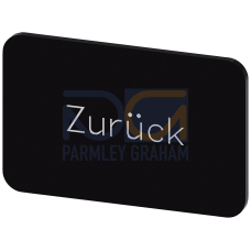 Labeling plate for snapping on or gluing on label holder, Label size 17.5 x 27 mm, black label, white font, with inscription: Back