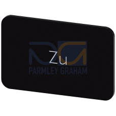 Labeling plate for snapping on or gluing on label holder, Label size 17.5 x 27 mm, black label, white font, with inscription: Close