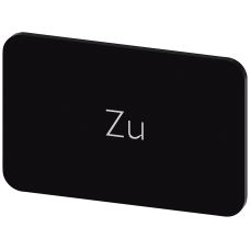 Labeling plate for snapping on or gluing on label holder, Label size 17.5 x 27 mm, black label, white font, with inscription: Close