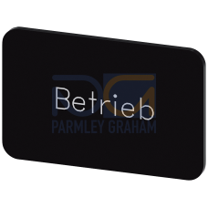 Labeling plate for snapping on or gluing on label holder, Label size 17.5 x 27 mm, black label, white font, with inscription: operation