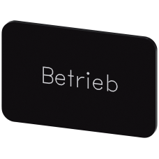 Labeling plate for snapping on or gluing on label holder, Label size 17.5 x 27 mm, black label, white font, with inscription: operation