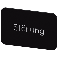 Labeling plate for snapping on or gluing on label holder, Label size 17.5 x 27 mm, black label, white font, with inscription: Fault
