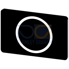 Labeling plate for snapping on or gluing on label holder, Label size 17.5 x 27 mm, black label, white font, with graphic symbol: O