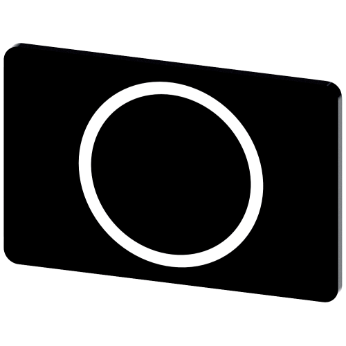 Labeling plate for snapping on or gluing on label holder, Label size 17.5 x 27 mm, black label, white font, with graphic symbol: O