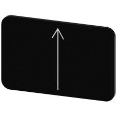Labeling plate for snapping on or gluing on label holder, Label size 17.5 x 27 mm, black label, white font, with graphic symbol: arrow pointing up