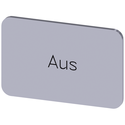 Labeling plate for snapping on or gluing on label holder, Label size 17.5 x 27 mm, silver label, black font, with inscription: Off