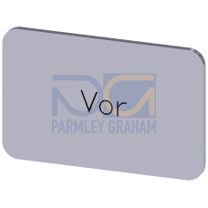 Labeling plate for snapping on or gluing on label holder, Label size 17.5 x 27 mm, silver label, black font, with inscription: Forward