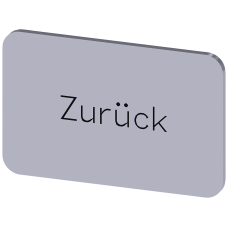 Labeling plate for snapping on or gluing on label holder, Label size 17.5 x 27 mm, silver label, black font, with inscription: Back