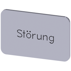 Labeling plate for snapping on or gluing on label holder, Label size 17.5 x 27 mm, silver label, black font, with inscription: Fault