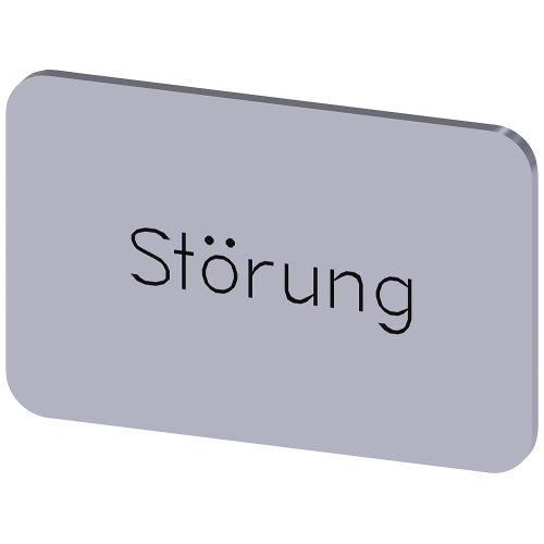 Labeling plate for snapping on or gluing on label holder, Label size 17.5 x 27 mm, silver label, black font, with inscription: Fault
