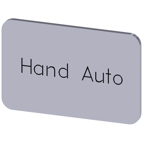 Labeling plate for snapping on or gluing on label holder, Label size 17.5 x 27 mm, silver label, black font, with inscription: Manual Auto