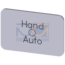 Labeling plate for snapping on or gluing on label holder, Label size 17.5 x 27 mm, silver label, black font, with inscription: Manual O Auto