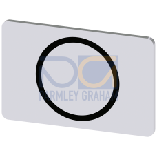 Labeling plate for snapping on or gluing on label holder, Label size 17.5 x 27 mm, silver label, black font, with graphic symbol: O