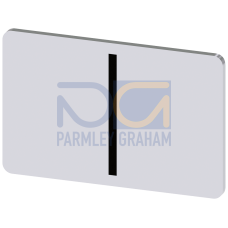 Labeling plate for snapping on or gluing on label holder, Label size 17.5 x 27 mm, silver label, black font, with graphic symbol: I