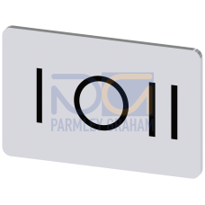 Labeling plate for snapping on or gluing on label holder, Label size 17.5 x 27 mm, silver label, black font, with graphic symbol: I O II