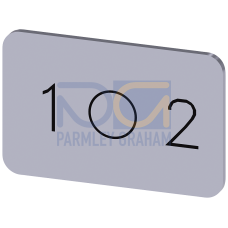 Labeling plate for snapping on or gluing on label holder, Label size 17.5 x 27 mm, silver label, black font, with graphic symbol: 1 O 2