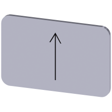 Labeling plate for snapping on or gluing on label holder, Label size 17.5 x 27 mm, silver label, black font, with graphic symbol: arrow pointing up