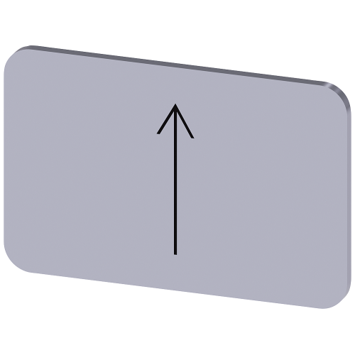 Labeling plate for snapping on or gluing on label holder, Label size 17.5 x 27 mm, silver label, black font, with graphic symbol: arrow pointing up