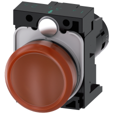 Indicator lights, compact, 22 mm, round, plastic, amber, lens, smooth, with holder, Operating voltag