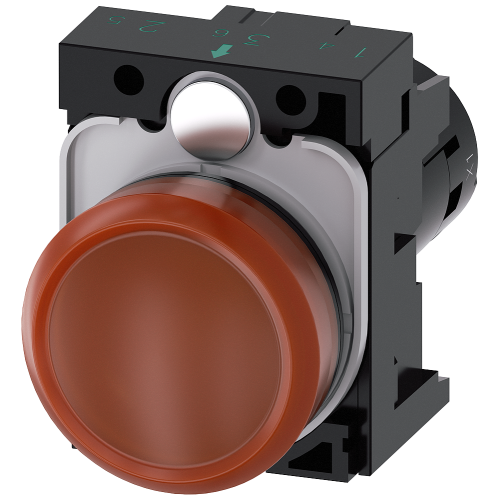 Indicator lights, compact, 22 mm, round, plastic, amber, lens, smooth, with holder, Operating voltag