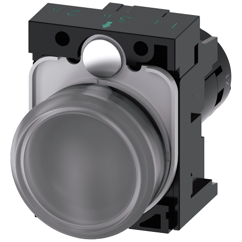 Indicator lights, compact, 22 mm, round, plastic, clear, lens, smooth, with holder, Operating voltage 110 V AC, screw terminal