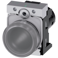 Indicator lights, compact, 22 mm, round, metal, clear, lens, smooth, with holder, Operating voltage 110 V AC, screw terminal