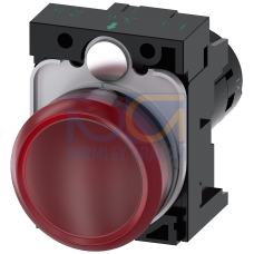 Indicator lights, compact, 22 mm, round, plastic, red, lens, smooth, with holder, Operating voltage