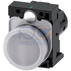 Indicator lights, compact, 22 mm, round, plastic, white, lens, smooth, with holder, Operating voltage 230 V AC, screw terminal, with laser labeling...