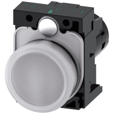 Indicator lights, compact, 22 mm, round, plastic, white, lens, smooth, with holder, Operating voltag