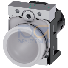 Indicator lights, compact, 22 mm, round, metal, white, lens, smooth, with holder, Operating voltage