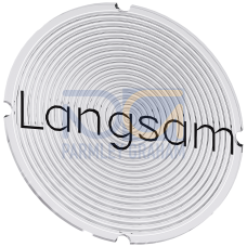 Inscription plate for illuminated pushbutton, round, milky with black font, with inscription: slow