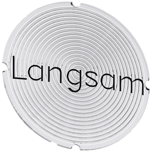 Inscription plate for illuminated pushbutton, round, milky with black font, with inscription: slow